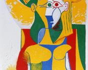 戴黄绿色帽子的女人 - 巴勃罗·毕加索